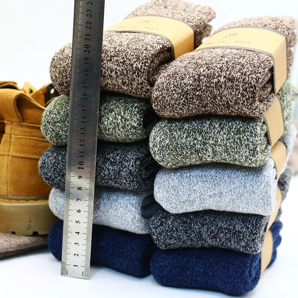 3/5 Pair Winter Men's Merino Wool Socks Super Thick Warm High Quality Harajuku Retro Snow Casual Antifreeze Cashmere Socks Men