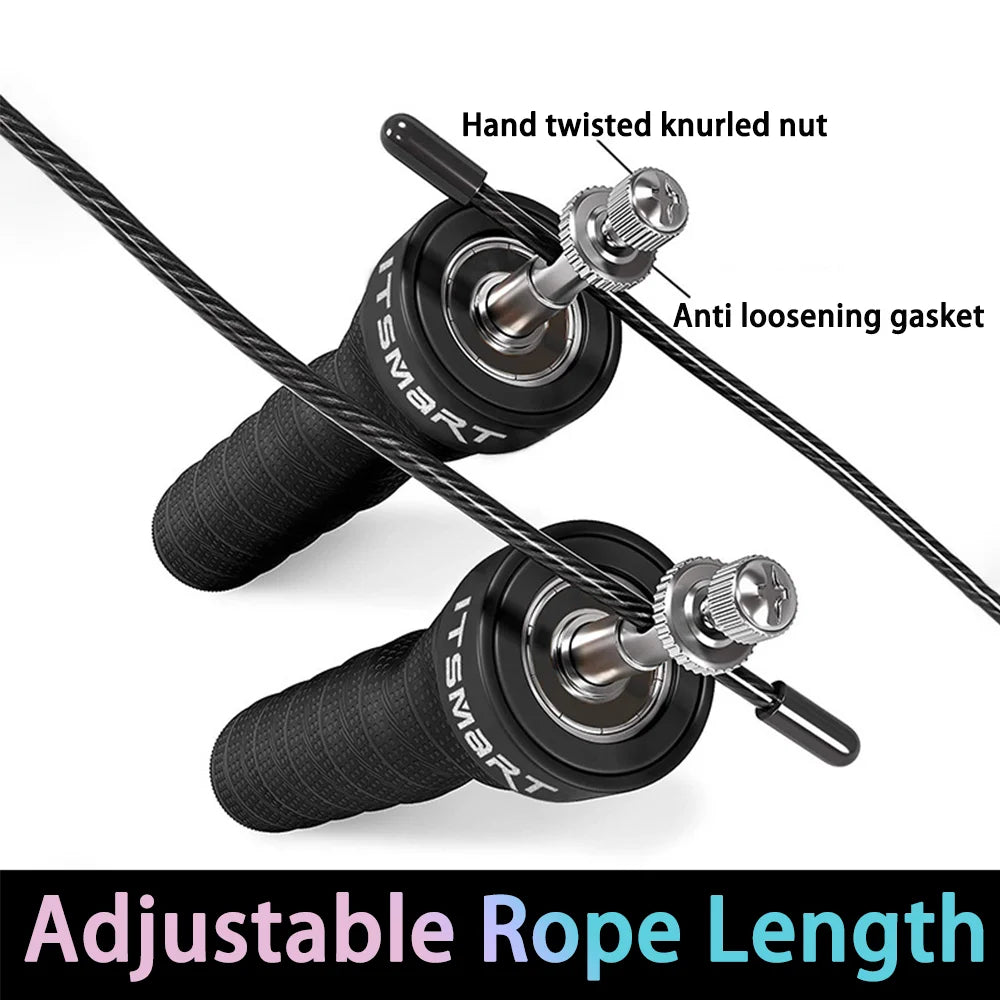 Adjustable Steel Wire Skipping Rope Set with Sports Carbon Steel Bearings for Fitness Physical Training
