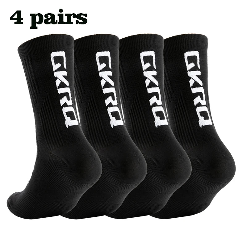 GKRQ 4pairs 2023 New Cycling Socks Bike Nurse Compression Road Bike Running Mtb Knee-high White Sports Funny Brand Black