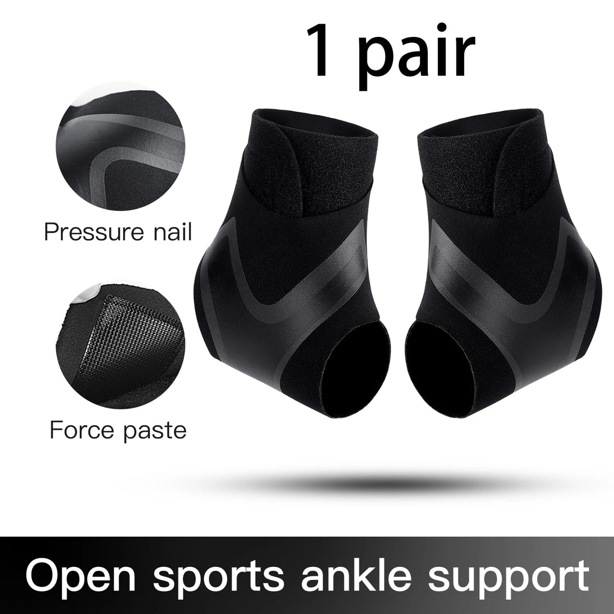 2PC Adjustable Ankle Support Pad Ankle Sleeve Pressure Anti-Spinning Elastic Breathable Support Fitness Sports Safety Prevention