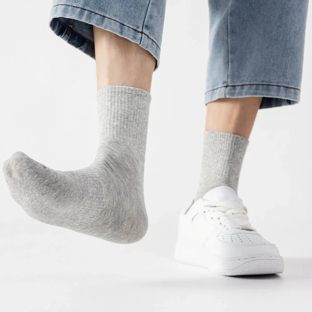 6 Pairs Plus Size EUR45-50 Men Socks High Quality Cotton Ankle Socks Black White Grey Crew Socks Sports