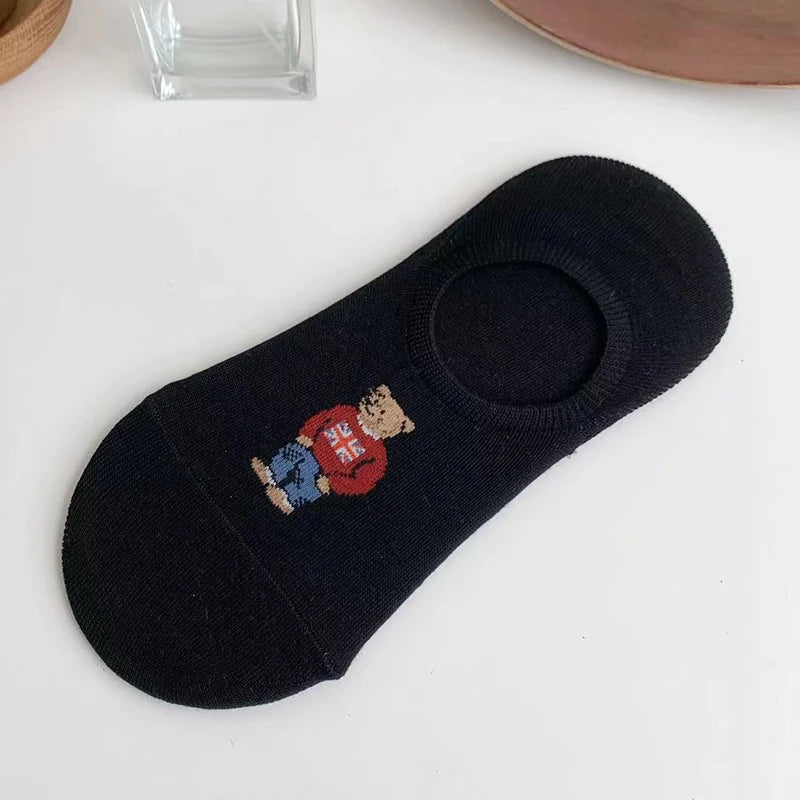 Good Quality Cartoon Gentleman Bear Men's Socks Cotton Harajuku Style Sport Boys Skateboard Novelty Breathable Christmas Gifts