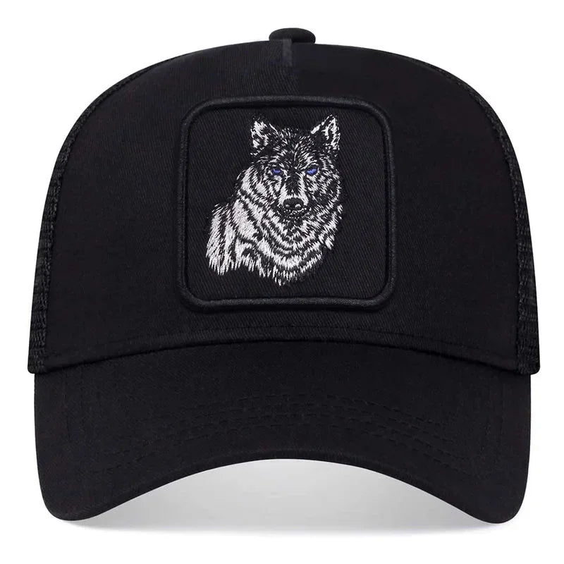 2025 New Embroidered Wolf Men's Fashion Casual Cap Women's Outdoor Breathable Sunshade Net Hat Summer Baseball Cap Breathable
