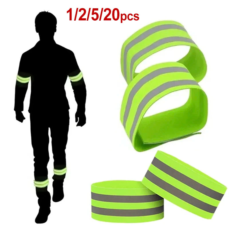 1~20pcs Reflective Straps Reflector Bands for Wrist Arm Ankle Leg High Visibility Tape for Night Walking Cycling and Running