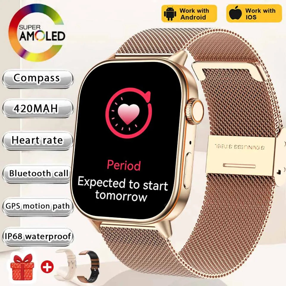 Newly Built-in GPS Sports Fitness Pilates Smart watch Women Fashion Precise Positioning 5ATM Waterproof Bluetooth Call Bracelets