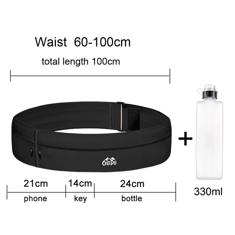 Sports Fanny Pack Running Belt Waist Bag with Water Bottle Men Women Phone Pouch Jogging Gym Bags Hydration Run Accessories