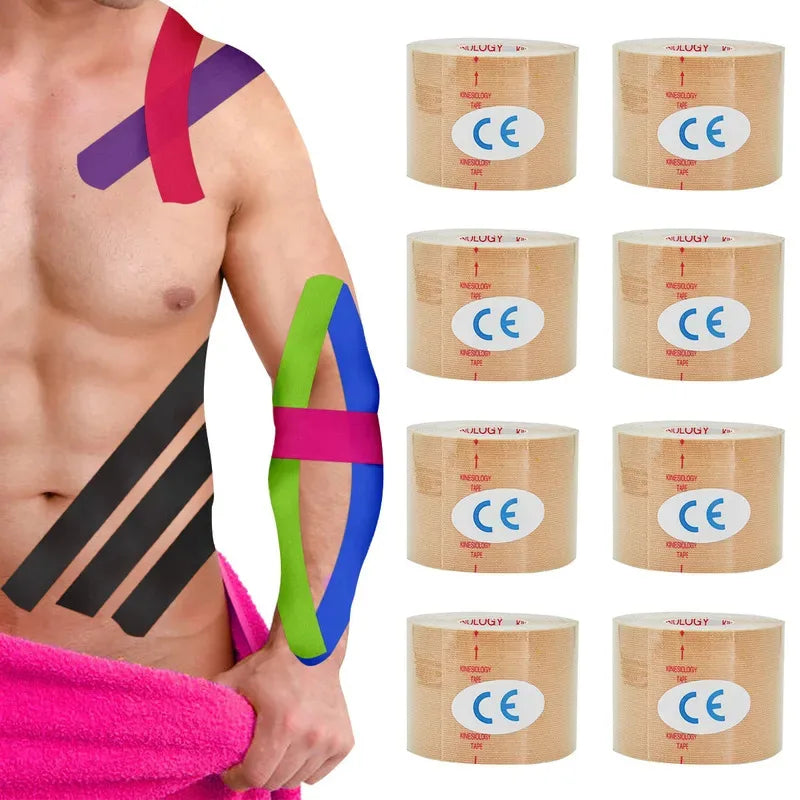 1/6/10Pcs Beige 5cm Elastic Kinesiology Tape Sports Muscle Tape Bandage Care Kinesiology First Aid Tape Muscle Injury Tape