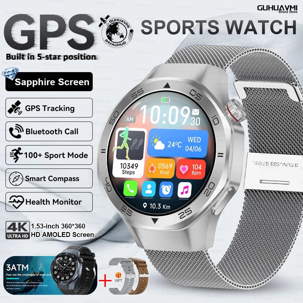 New Watch 6 Pro SmartWatch Built-in GPS Bluetooth Call Heart Rate 3ATM Waterproof 1.53