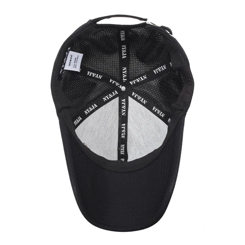 Summer Men's Black Breathable Cap Versatile Korean Version Versatile Men's Baseball Outdoor Recreational Fishing Sun Hat 56-60cm