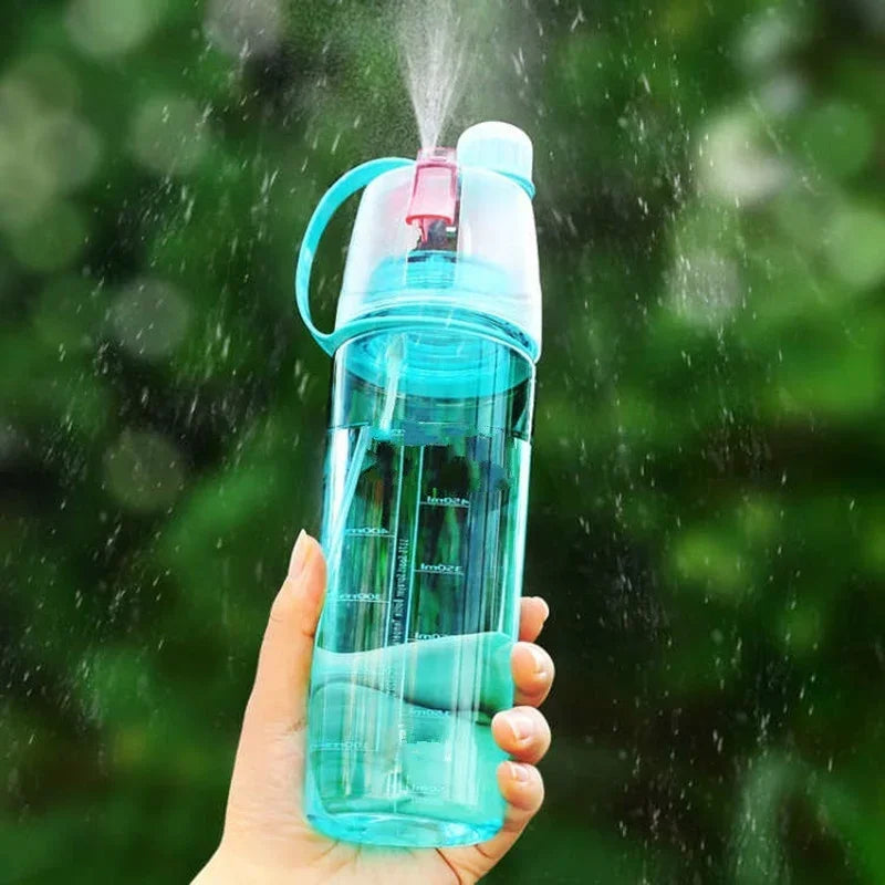 600ml New Creative Spray Water Bottle Portable Atomizing Bottles Outdoor Sports Gym Drinking Drinkware Bottles Water Gourds