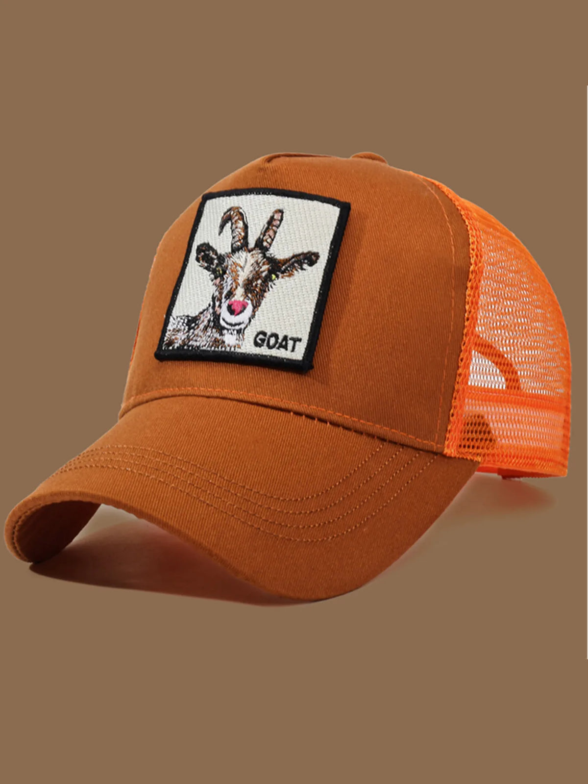 Unisex Trucker Cap with Goat Embroidery & Applique - Ideal for Daily Casual Wear, Sports and Travel