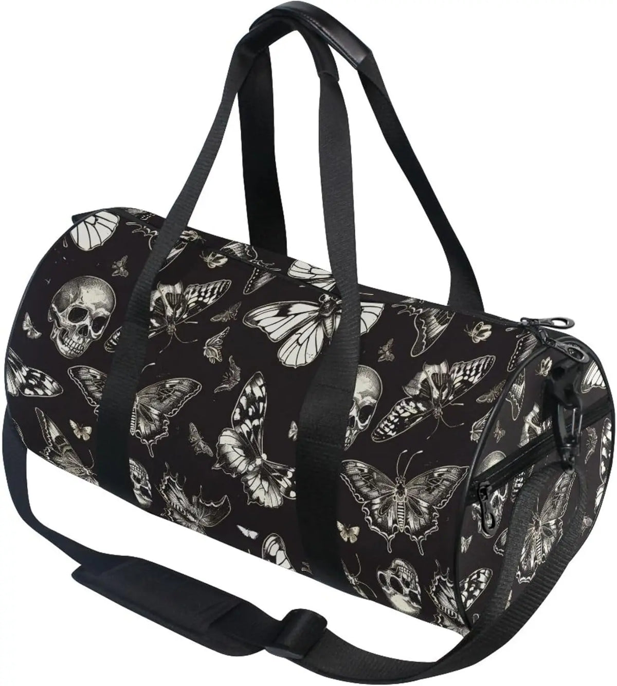 Sports Duffel Bags Gothic Skull Butterfly Athletic Gym Bag Overnight Workout Travel Tote Luggage for Men Women Yoga