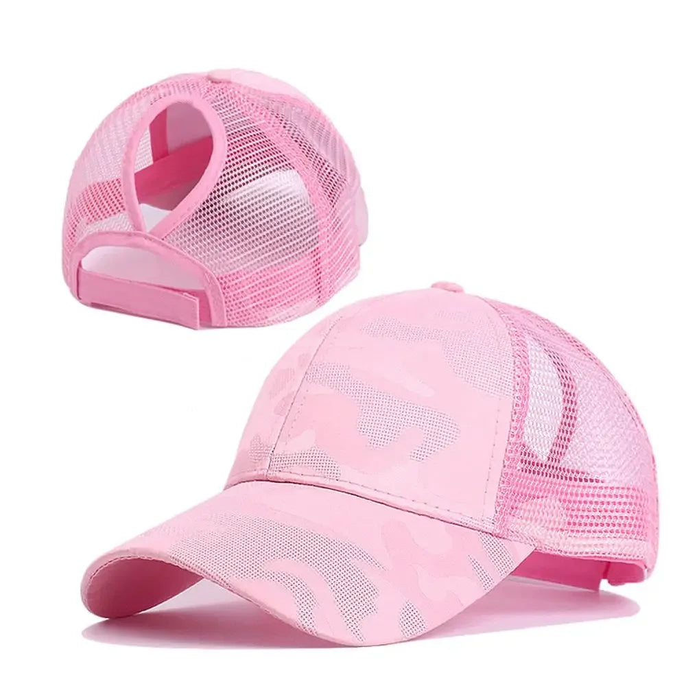 Summer Mesh Baseball Caps for Women Men Adjustable High Ponytail Hats Messy Cap Quick-Drying Hollow Snapback Sports Baseball Hat