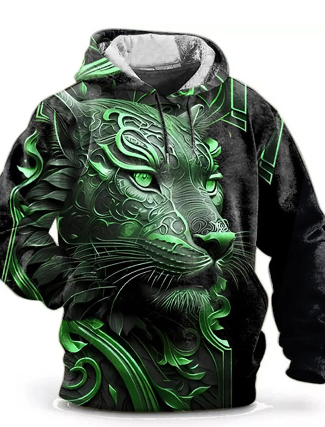 New Graphic Lion Men's Fashion 3D Print Hoodie Streetwear Hoodies Long Sleeve Hooded Front Pocket Spring Sweatshirt