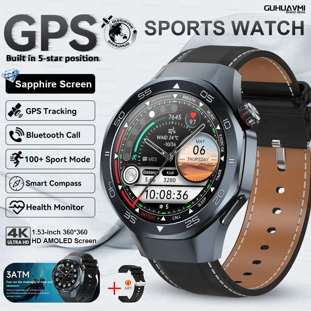 New Watch 6 Pro SmartWatch Built-in GPS Bluetooth Call Heart Rate 3ATM Waterproof 1.53