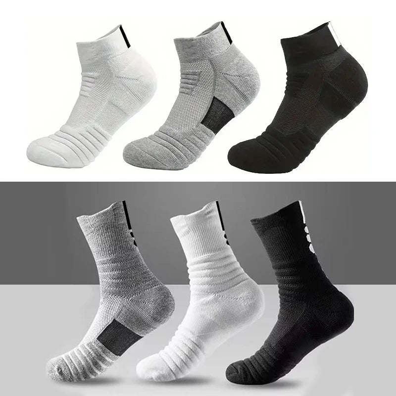 1/3pairs/Lot Men's Socks Compression Stockings Breathable Basketball Sports Cycling running Towel Socks High Elastic Tube Socks