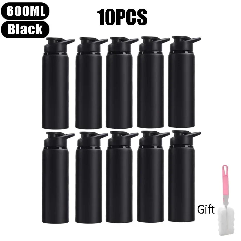 Metal Sports Bottles with Snap Lid Portable Bike Water Bottle Reusable Travel Bottles with Handle Bulk Pack for Gym Hiking Sport