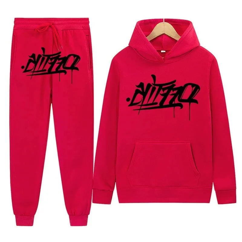 Large supply of men's sportswear, new fashion hip hop suit two-piece set hoodie printed sweatshirt comfortable casual male style
