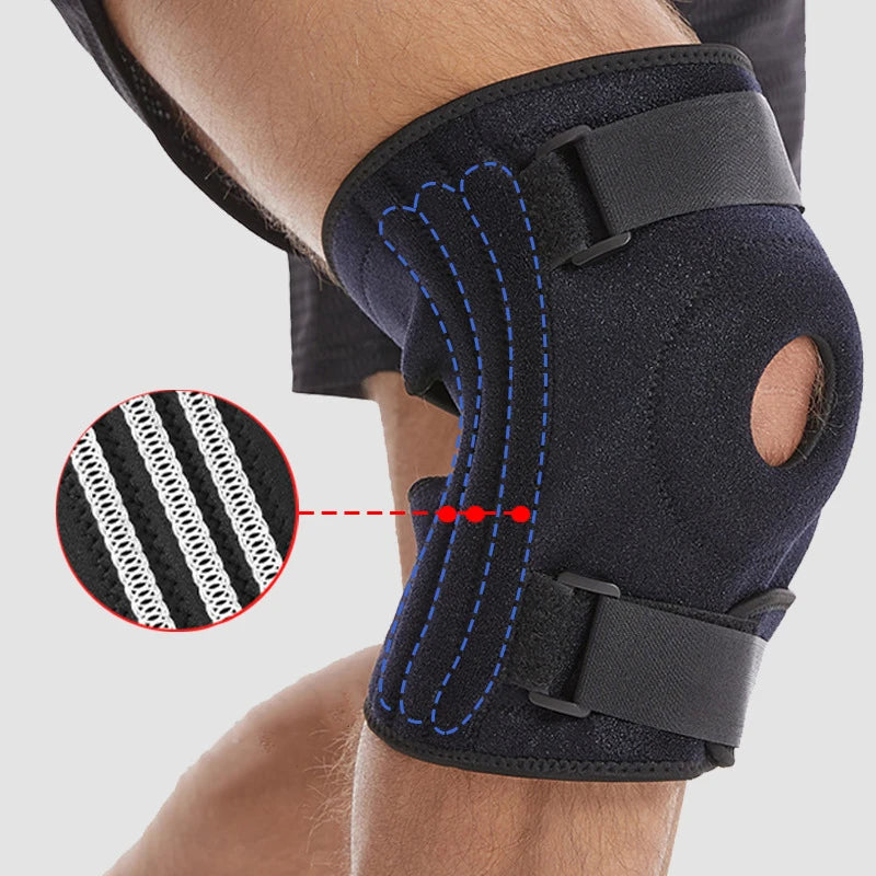 Plus-Size Sports Knee Brace with Adjustable Strap Silicone Spring Knee Support Patella Protection Knee Pad for Running Hiking