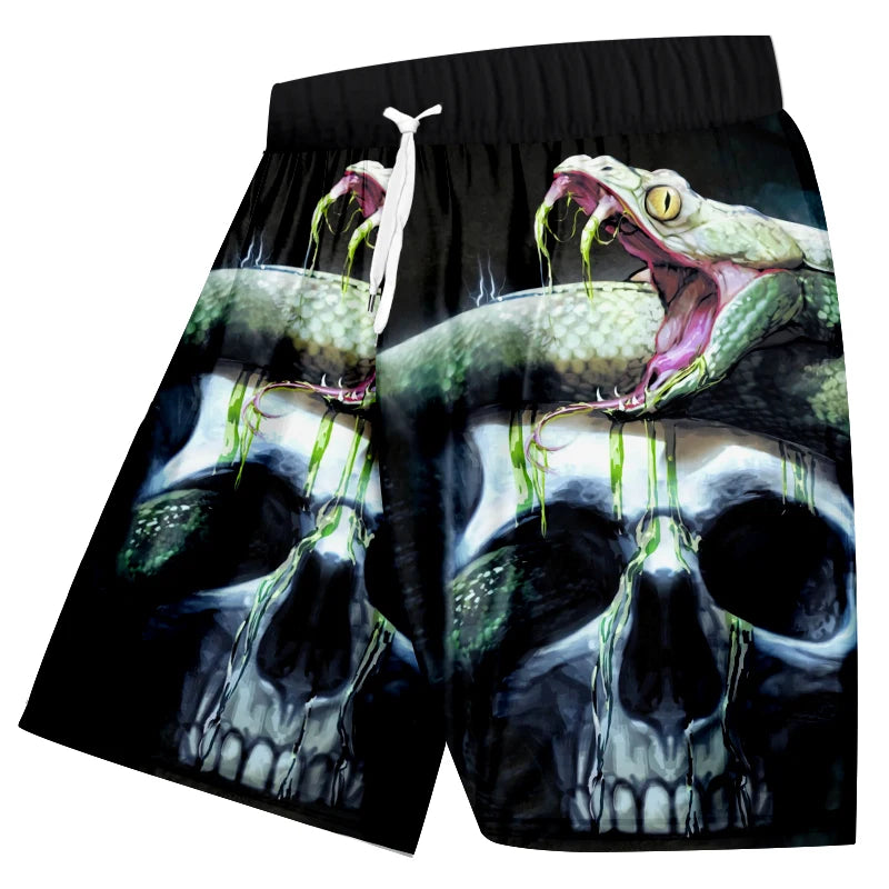 Men's swimming trunks 3D skull print beach shorts quick-drying outdoor leisure sports shorts swimwear fashion men's shorts