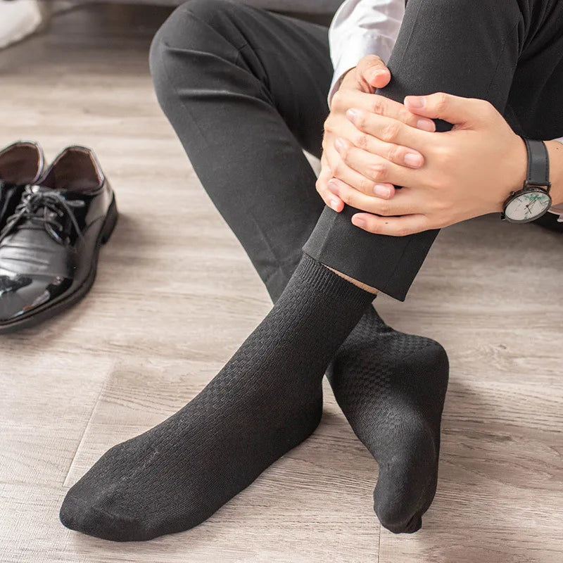 5pairs/lot men bamboo fiber socks new classic business socks summer winter casual man dress sock plus size eur38-48