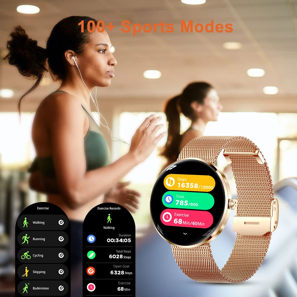 MEVADEN 8.5mm Ultra-thin Luxury Stainless Steel Smart Watch Women 1.43