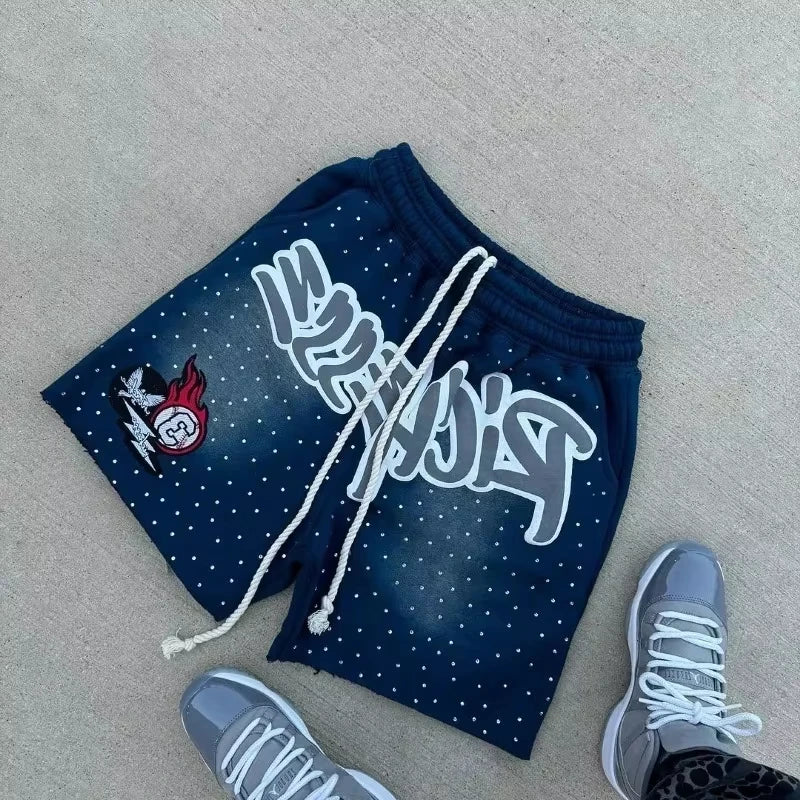 2026 Harajuku Men's Shorts Letter-printed Sweatpants Fashion Quick-drying Shorts Street Hip Hop Breat Y2K