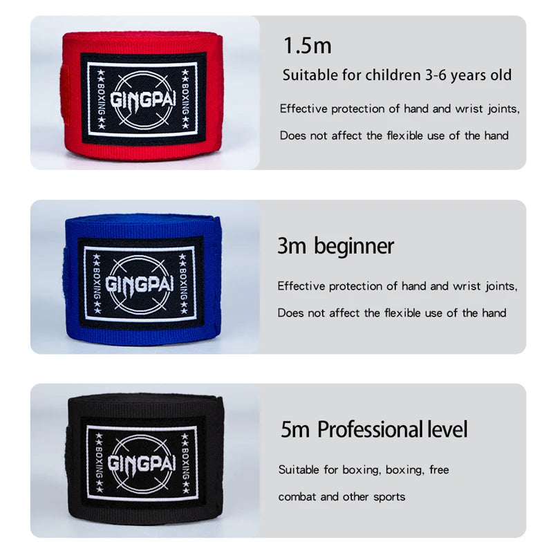 2 PCS 1.5/3/5M Boxing Gloves Elastic Boxing Hand Wraps Breathable Muay Thai Hand Bandage for Kickboxing Muay Thai & MMA