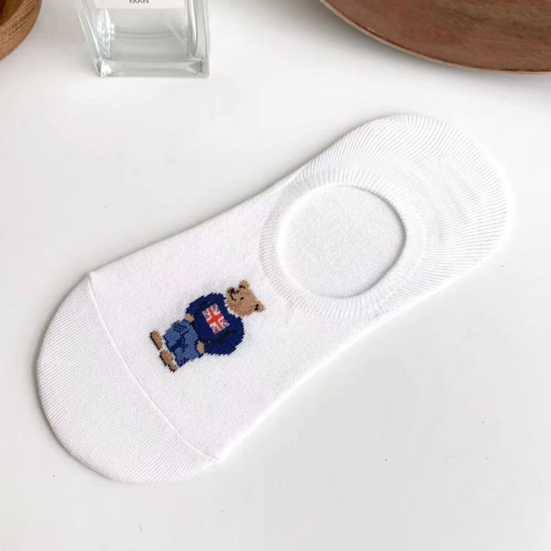 Good Quality Cartoon Gentleman Bear Men's Socks Cotton Harajuku Style Sport Boys Skateboard Novelty Breathable Christmas Gifts