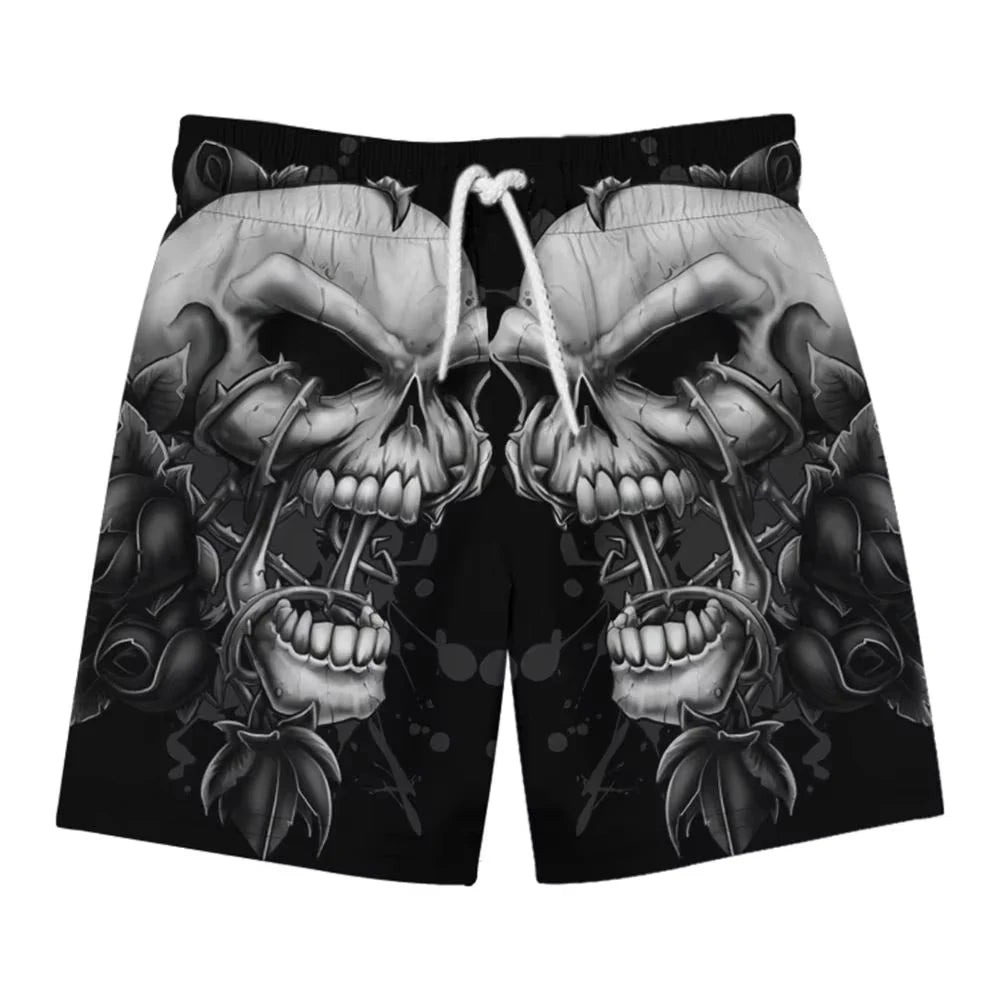 2026 Men's Shorts Horror Skull 3D Printing Trendy Clothing Quick-drying and Light Moisture-wicking Outdoo Y2K