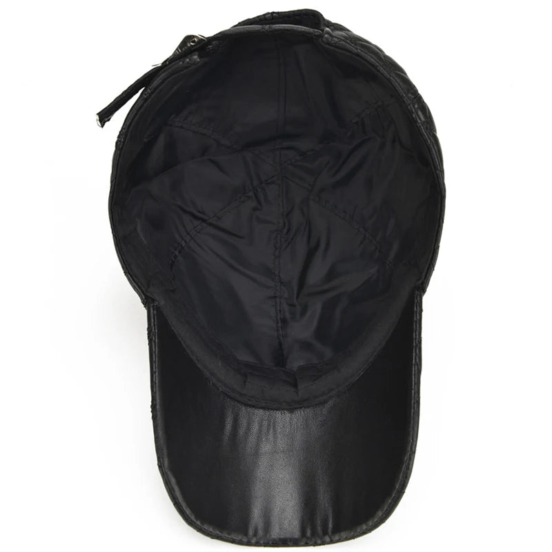 2026 Spring Genuine Sheepskin Leather 55-61CM Black Baseball Caps For Man Casual Street Gf Gorras Dad Hat