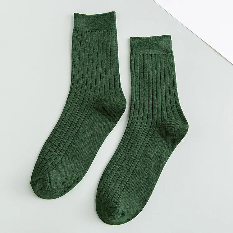 Autumn Winter Pure Color Mens Socks Cotton Warm Black and White Happy Socks Male Gifts for Men EUR 39-44 387