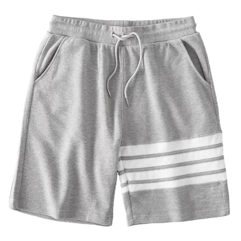 Four bar shorts men's summer new style waffle style trendy men's sports and leisure five quarter pants men's cross-border foreig
