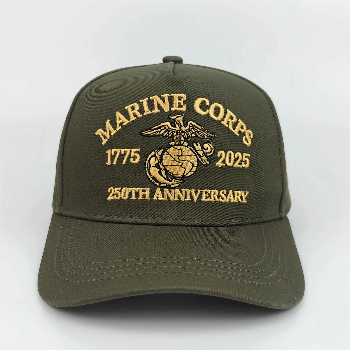 U.S. Marine Corps 250th Anniversary Official Baseball Cap - Knitted with 1775 - 2025 Logo Pattern, Decorated with the American F