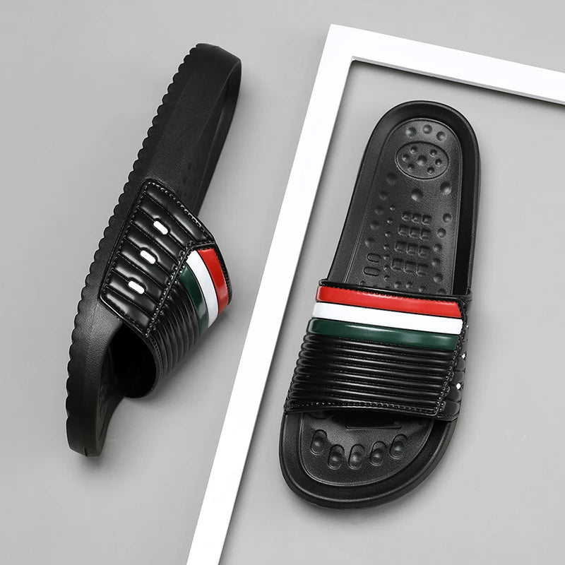 Men Shoes EVA Slippers Striped Cloud Thick-soled Sandals Summer Soft Bottom Slides Beach Slippers Male Indoor Outdoor EVA Slides