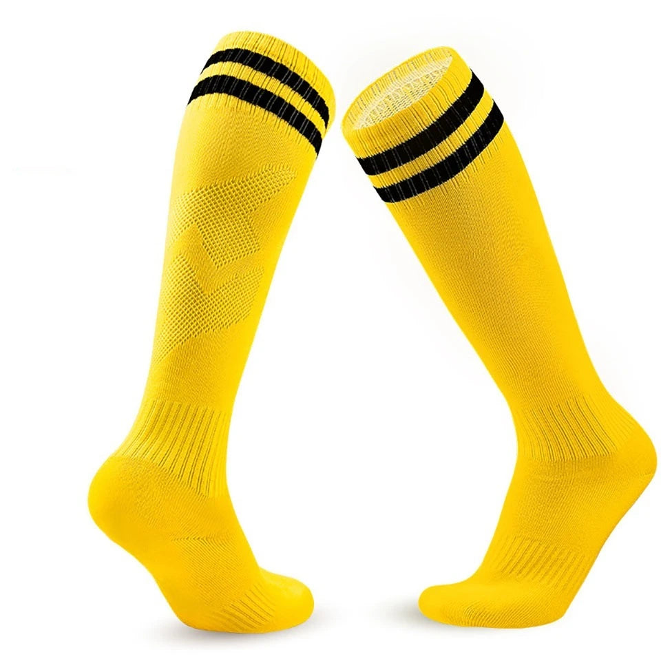 Loogdeel 1 Pair Soccer Socks Stretchy Compression Knee High Tube Socks Football Athletic Socks for Men Women Teens Kids