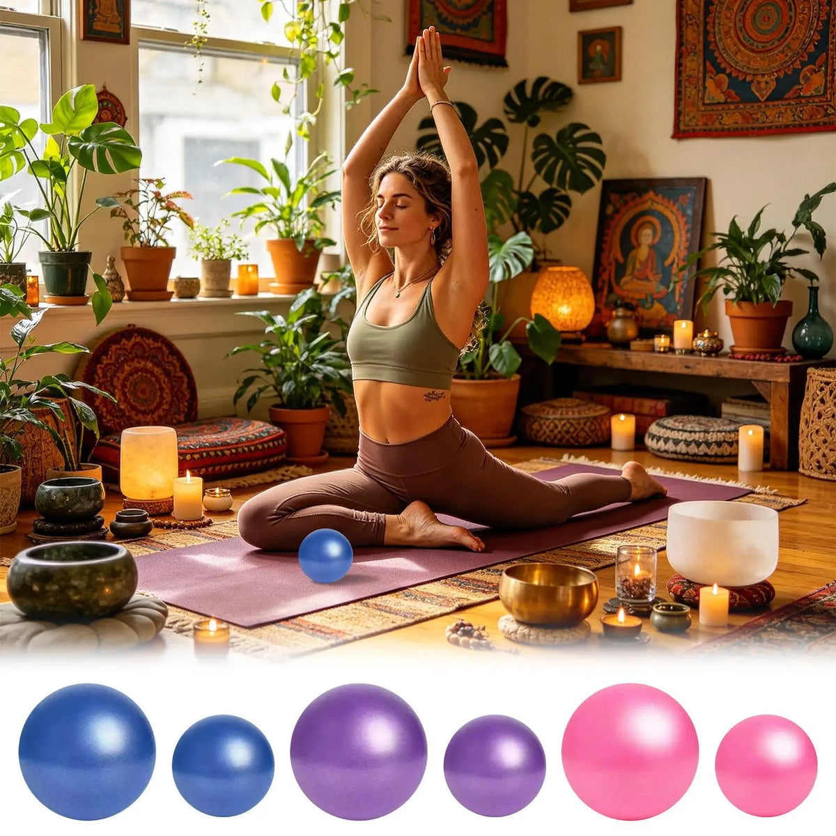 Anti-Burst Yoga Ball 5.9/9.8 Inch PVC Balance Ball Core Trainer for Pilates Gym Home Office Dance Meditation Gymnastics