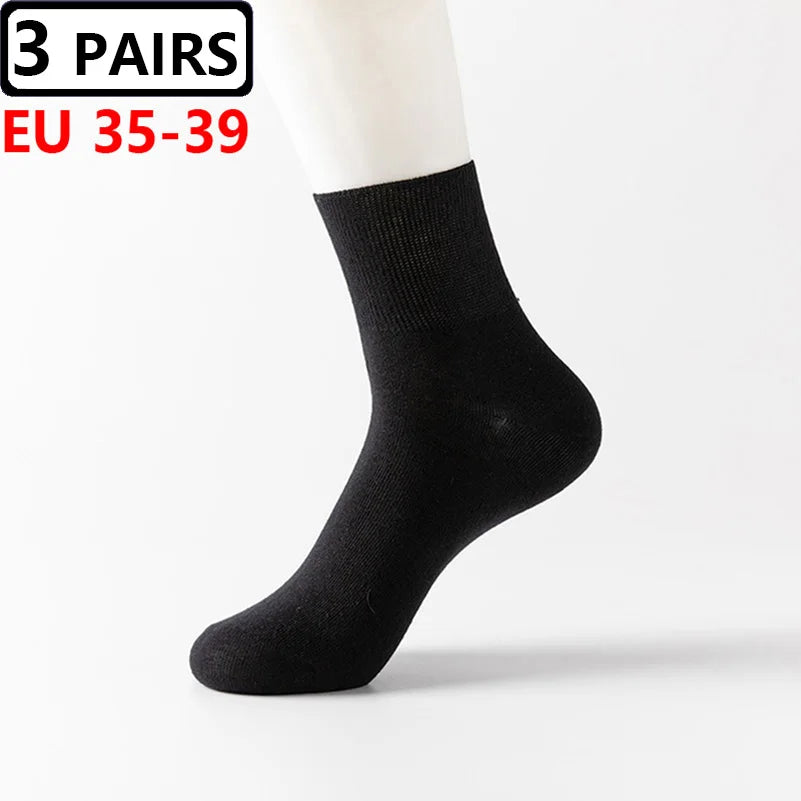 3 Pairs Plus Size EUR 45-50 Prevent Varicose Veins Socks Mens Diabetics Patients Cotton Loose Mouth Sock Man Women Comfort Meias