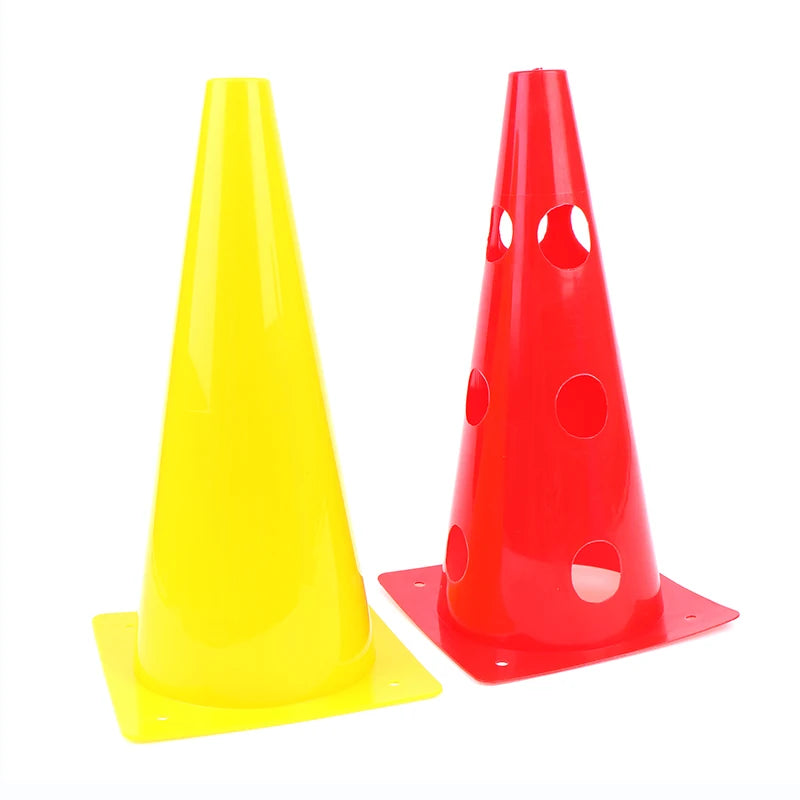 NEW 5Pcs 32CM Barrier Football Road Flat Training Cone Perforated Sign Obstacles Road Cones Soccer Basketball Training Equipment