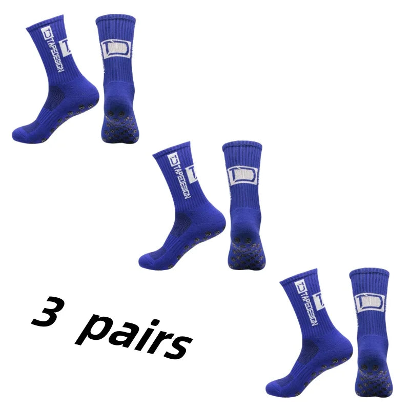 3Pairs/Lot New in ANTI SLIP Tapedesign Football Socks Mid Calf Non-Slip Soccer Sport Cycling Sports Mens Sock Women