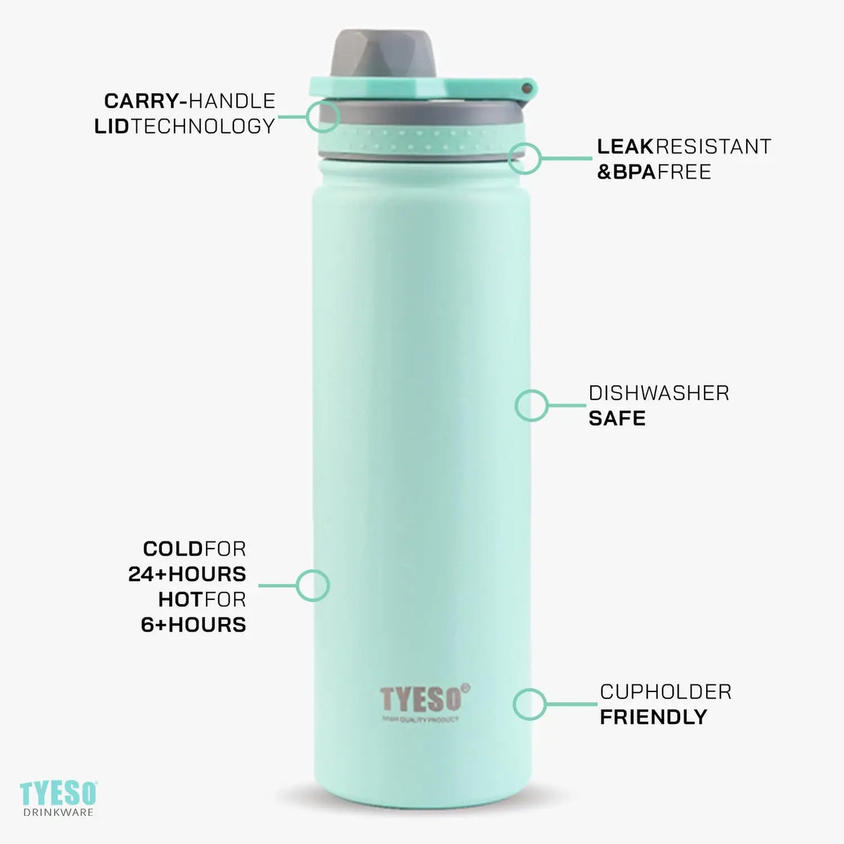 Tyeso 530/750ML Thermos Bottle Stainless Steel Vacuum Flask Travel Cup Insulated Water Bottle Sport Thermal Cup Mug Hot Cold Mug