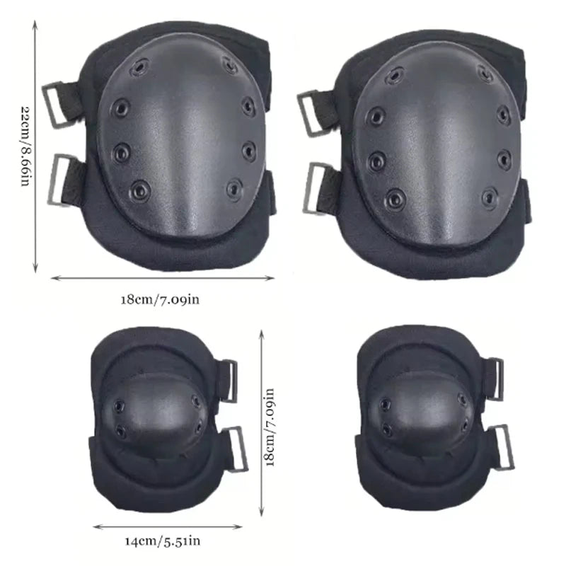 SSUNTAK 1Set/4PCS Knee Elbow Pads Protective Gear Set for Adults Outdoor Cycling Hiking CS Airsoft Paintball Skate Sports