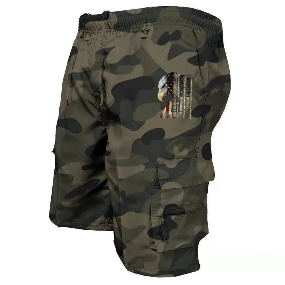 Men's Elastic Waist Cargo Work Shorts Men Outdoor Leggings Leisure Harajuku Street Style Jogging Shorts Loose Work Casual Shorts
