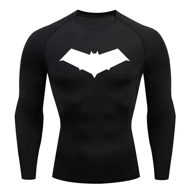 Bat Print Men's Compression T-Shirt Quick Dry Gym Workout Top | Summer Fitness Rashguard for Running & MMA ZY0037