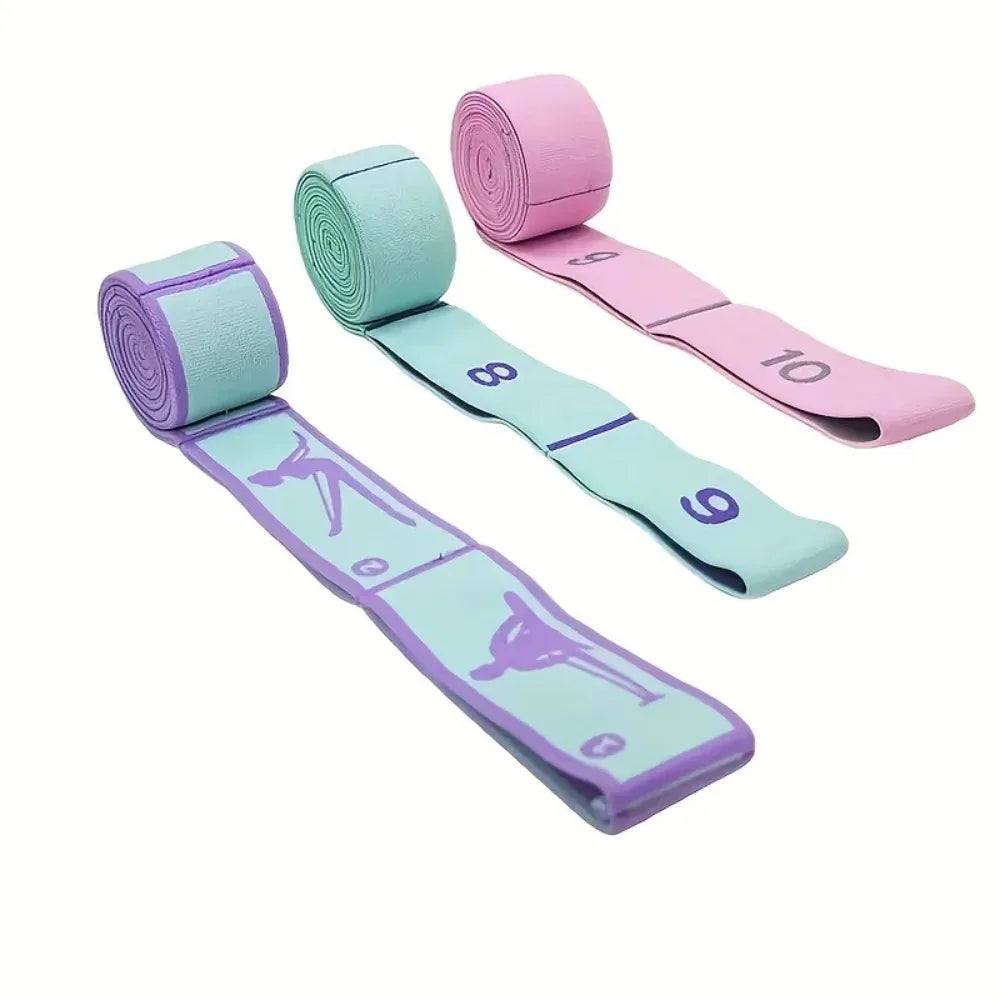 Numbered Resistance Bands Elastic Yoga Strap Multi Loop Stretch Band with Guide for Yoga Pilates Pull-Up Home Workout