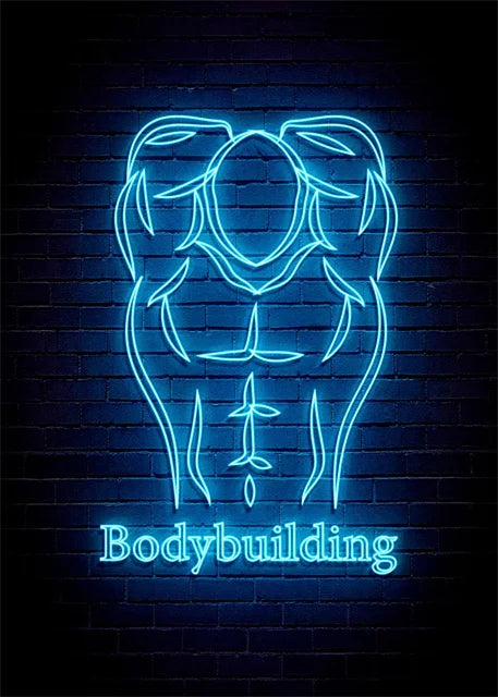 Modern Fitness Body Motivation Neon Design Canvas Posters GYM Body Pop Wall Art Simply Fitness Power Print Art GYM Decor Mural