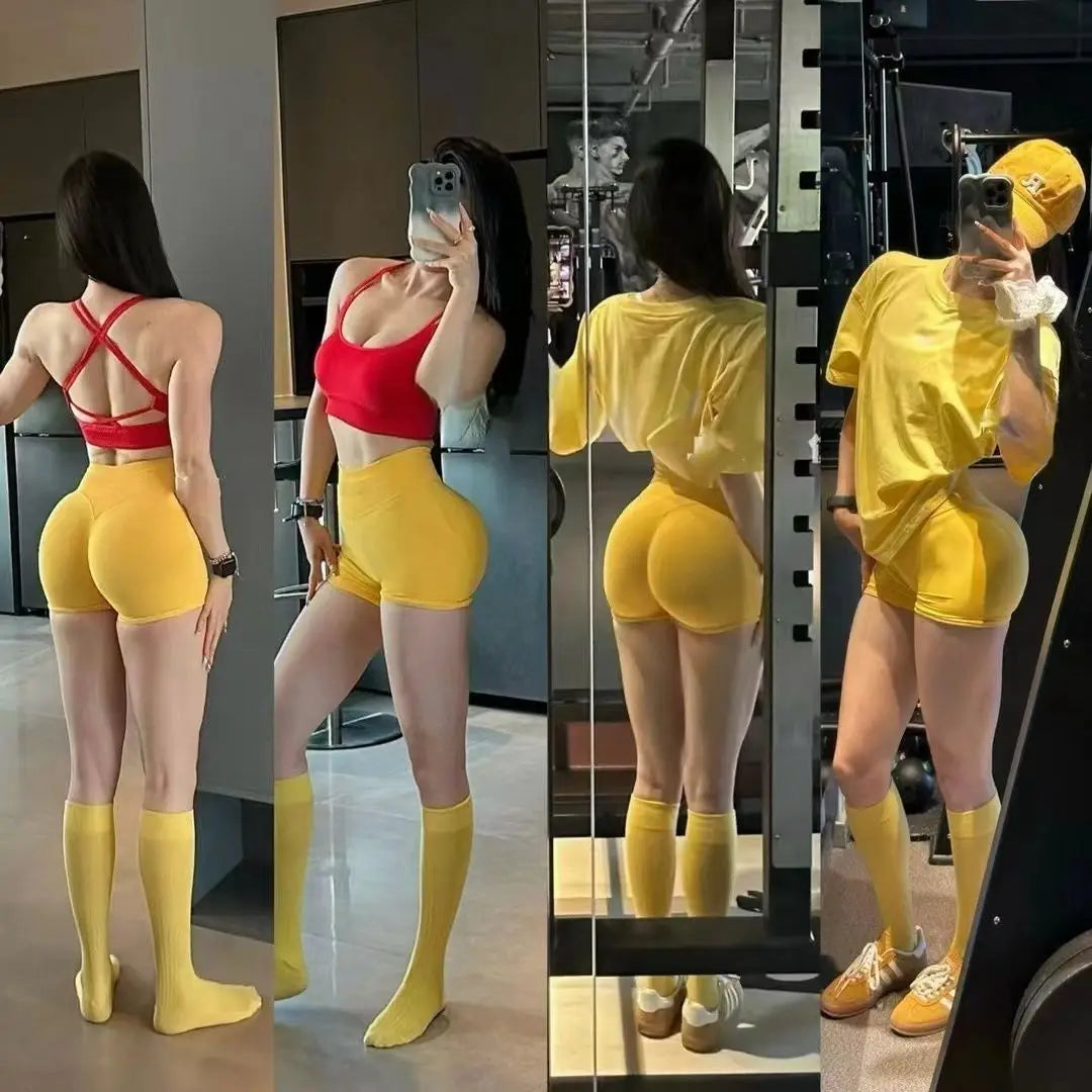 Shorts Low Ribbed Band Gym Shorts Women Workout Clothes Scrunch Bum Seamless Shorts Yoga Biker Sports Shorts
