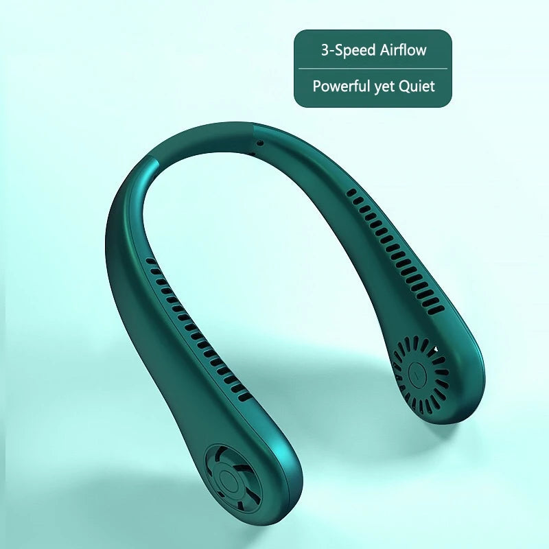 Lenovo Portable Neck Fan Bladeless USB Rechargeable Hands Free Wearable Mini Personal Cooling Fan 3 Speeds Outdoor Travel