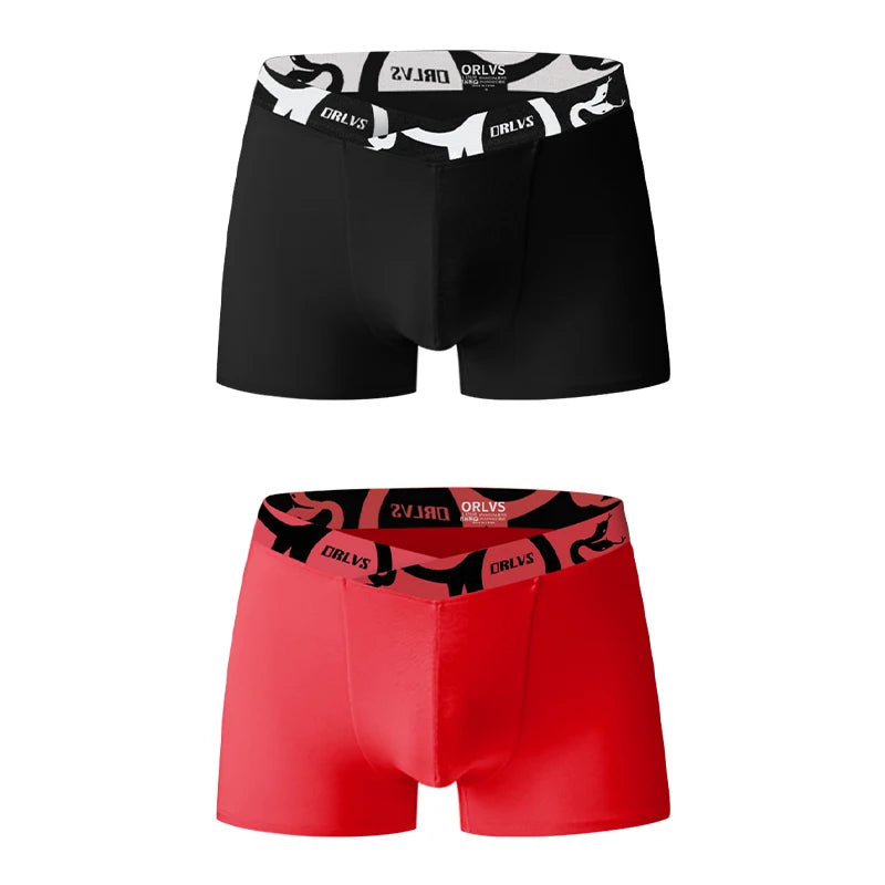ORLVS Soft Modal Men's Underwear Big V Cut Boxer Briefs No Roll Waistband Trunks with Double Layer Crotch for Daily & Sports