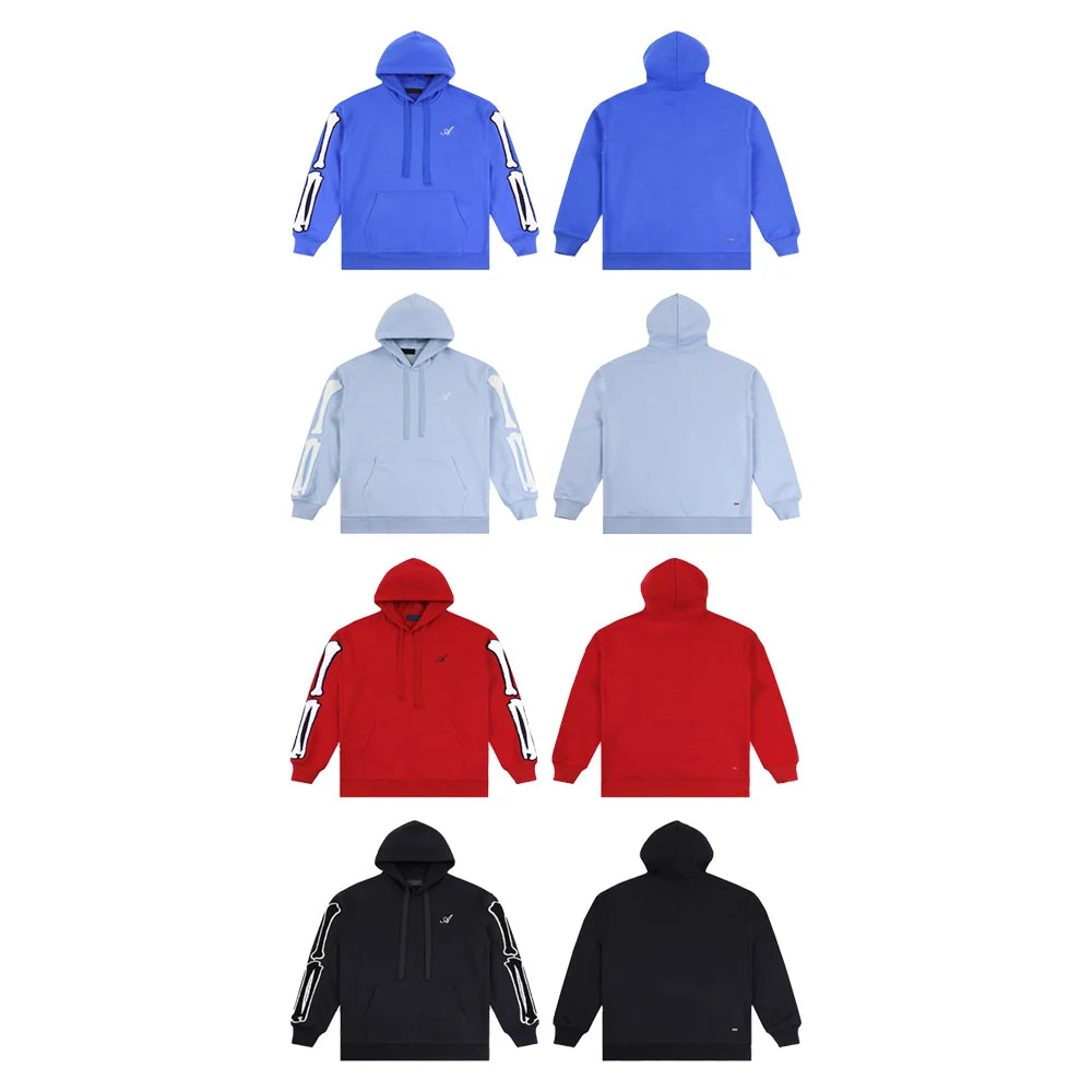 Y2k Clothing Men Oversized Hoodies with Skull Bone Embroidery Streetwear Cotton Hip-hop Street Style Casual Retro Winter Hoodies